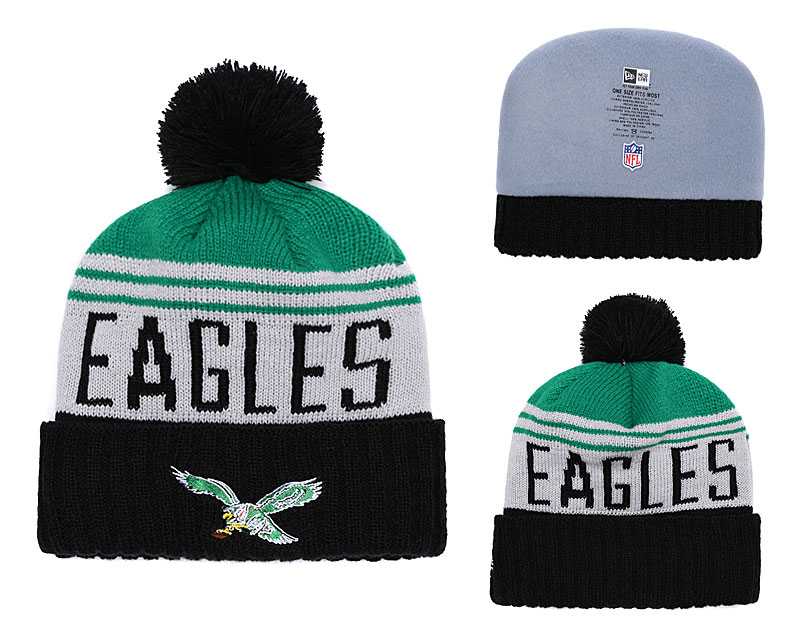 Eagles Team Logo Black Pom Knit Hat,We sell and wholesale Eagles Team Logo Black Pom Knit Hat on line form chian!
